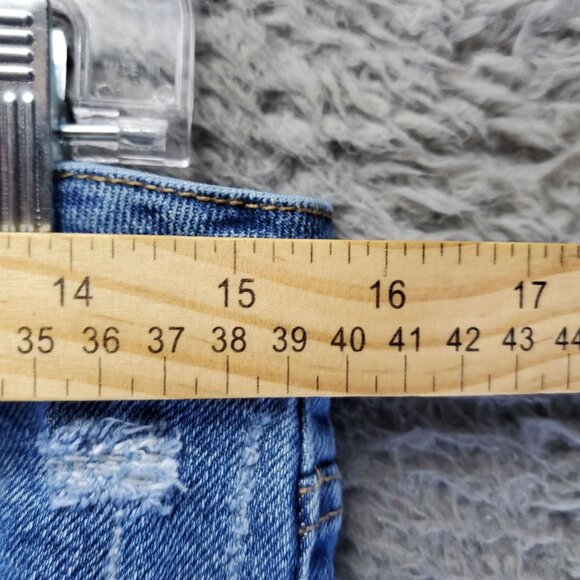 Just Black Denim Jeans Womens Size 29 Blue Distressed Raw Hem Straight Cut USA - Picture 5 of 12